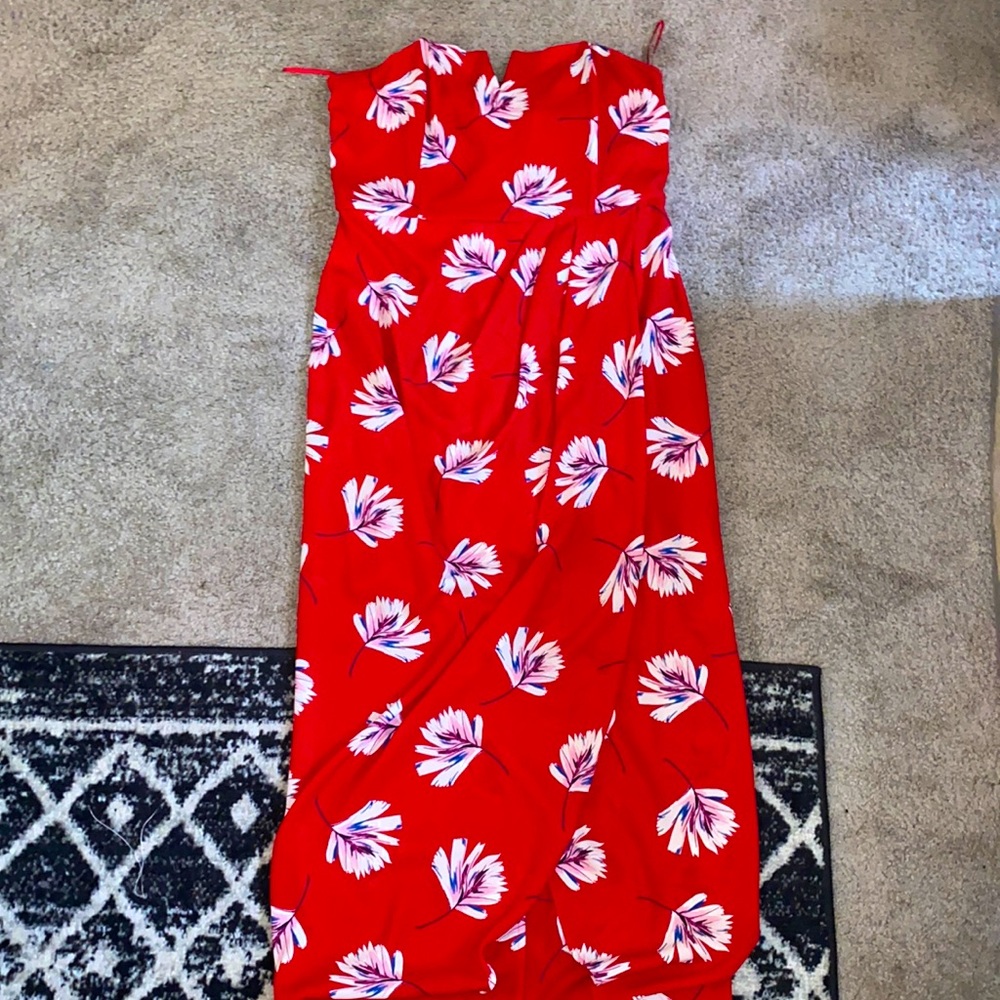Strapless floral print maxi dress